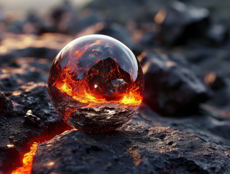a glass ball with lava coming out of it photo