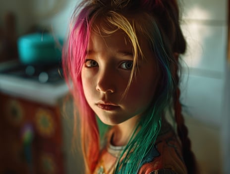 a girl with multicolored hair photo