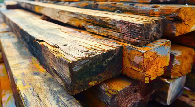 a stack of wood planks photo