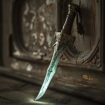 a knife with a glowing handle photo
