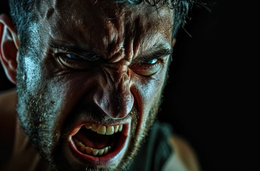 a close up of a mans face photo