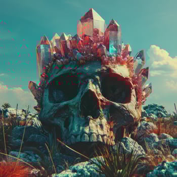 a skull with crystals on it photo
