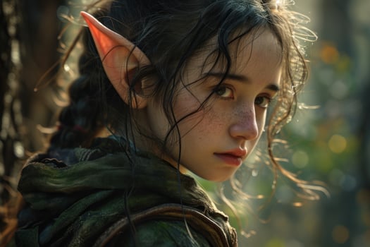 a girl with long hair and elf ears photo