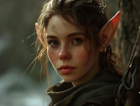 a woman with ears and a black cloak photo