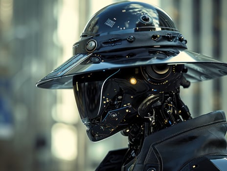 a robot wearing a hat photo