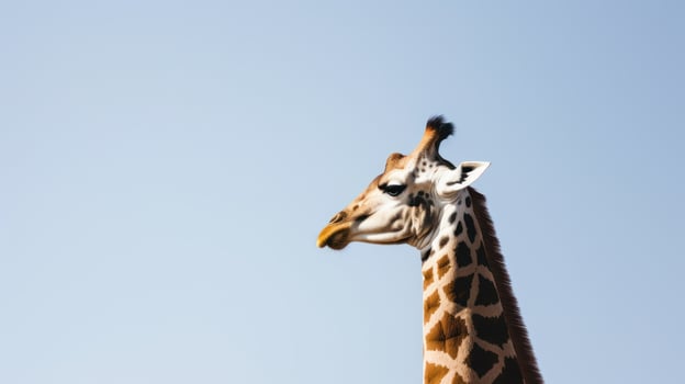 a giraffe looking up at the sky photo