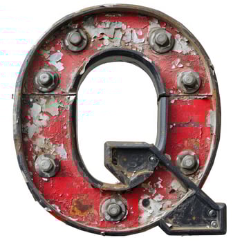 a red and black metal letter photo