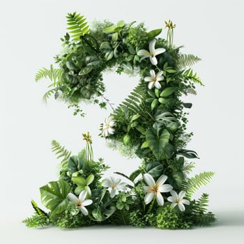a number made of leaves and flowers photo