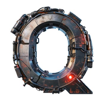a metal letter with red light photo