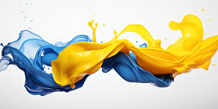 a yellow and blue paint splashing photo