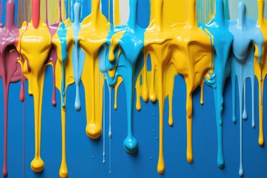 a yellow and blue paint dripping photo