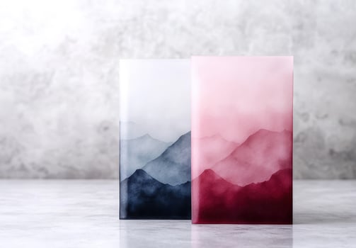 Serene mountain landscape in muted tones photo