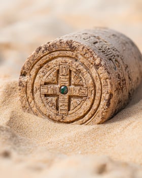 Ancient compass carved in stone photo
