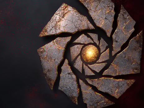Cracked stone with glowing center photo