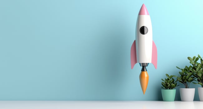 Rocket launch startup business concept with toy rocket photo