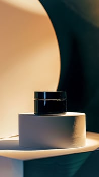 Cosmetic cream in a glass jar. Skin care concept. Cosmetic products background photo