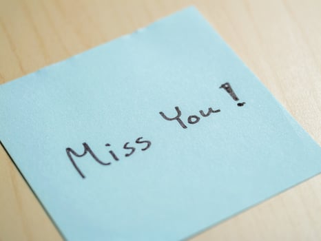 Personal note of affection home office sticky note message indoor close-up emotional connection photo
