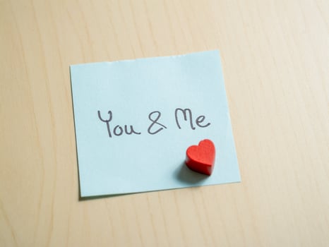 Romantic gesture you and me note on desk personal space memo intimate heartfelt message photo