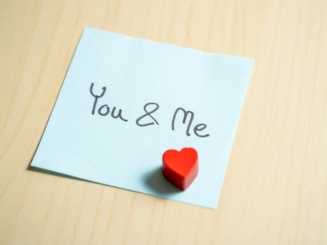 Love notes in a minimalist home office exploring the emotional creative content space photo