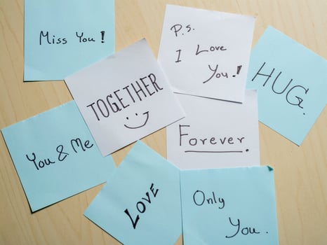 Close-up of love heartfelt messages in our home note collection photo