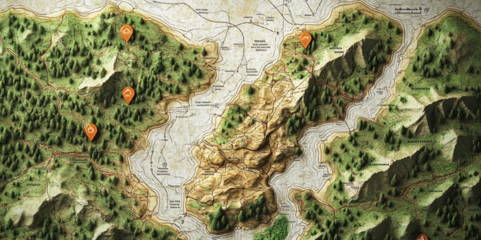 Detailed Topographic Hiking Map Trails Campsites Nature photo