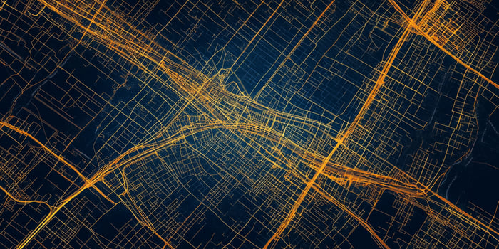Modern City Geographic Map Urban Streets Grid Network Infrastructure photo