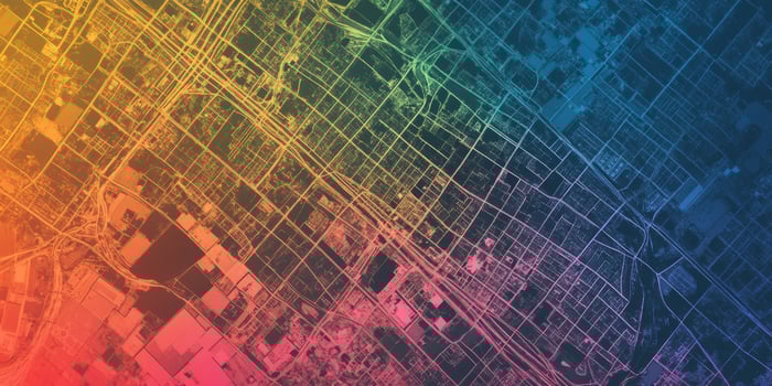 Colorful Aerial City Map Urban Planning Infrastructure Transportation Network photo