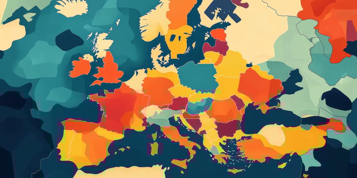Colorful Abstract Europe Map Travel Geography Design photo