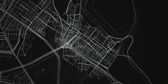 Monochrome City Map Urban Design Roads Buildings Waterways photo