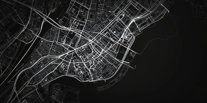 Monochrome City Map Urban Design Roads Buildings Waterways photo