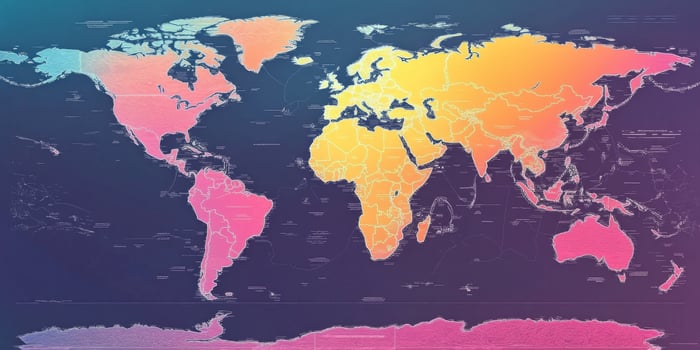 Colorful World Map Global Geography Travel Education Continent Illustration photo