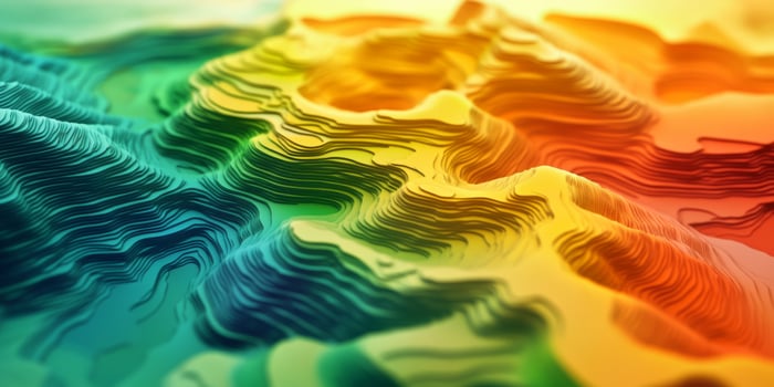 Vibrant 3D Topographic Map Colorful Mountain Range Texture photo