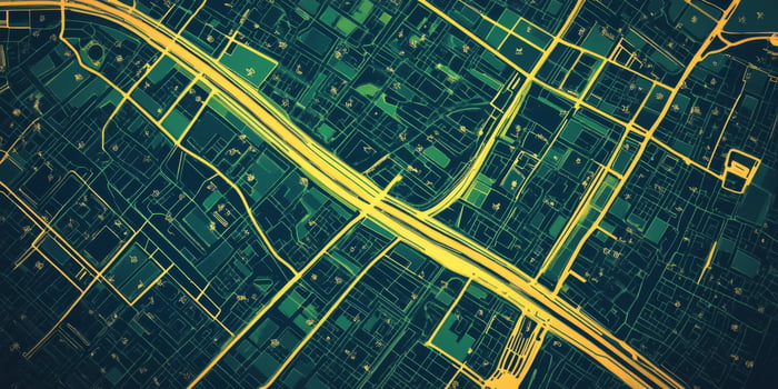 Aerial City Map Urban Grid Navigation Route Transportation Network photo