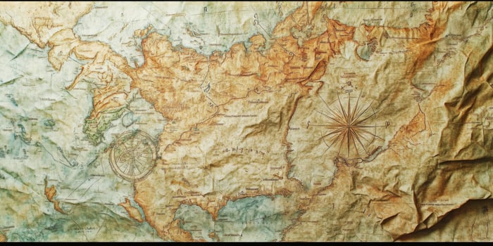 Vintage World Map Antique Cartography Aged Paper Texture Compass Rose Exploration photo