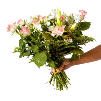 Woman holding bouquet photo