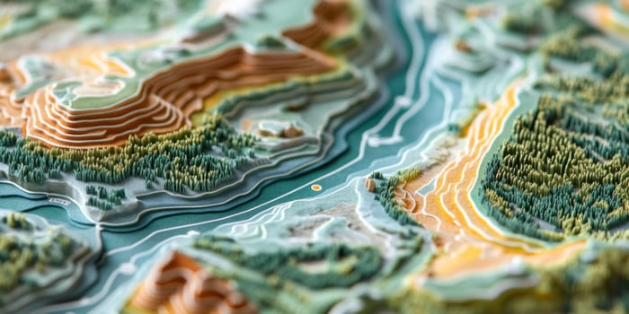 Detailed Topographic Map Hiking Trails Landscape Nature photo