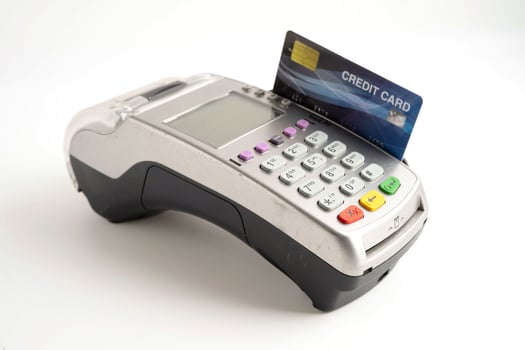 Payment POS terminal for finance and shopping business and technology. photo