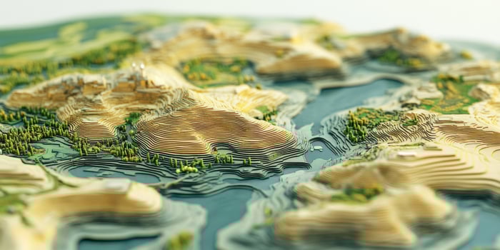 3D Topographic Map Hills Mountains Terrain Landscape Nature photo