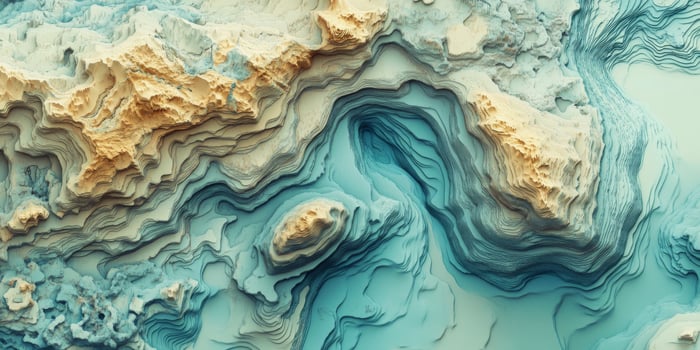 Abstract Coastal Topographic Map Teal Beige Relief Texture photo