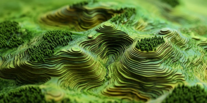 Lush Green Hills Topographic Map Nature Landscape 3D Terrain Environmental Conservation photo