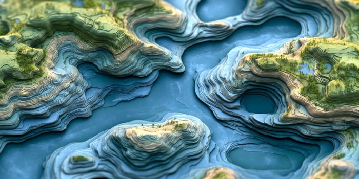 Abstract Topographic Map Layered Landscape Ocean Hills Nature photo