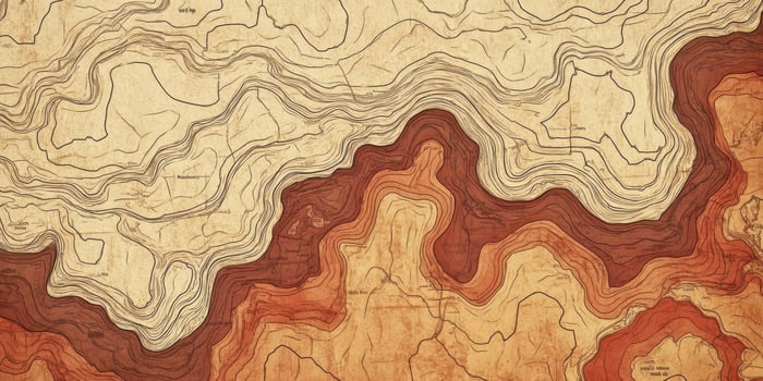 Vintage Topographic Map Rustic Terrain Hand Drawn Contour Lines Earth Tones Geographic Design photo