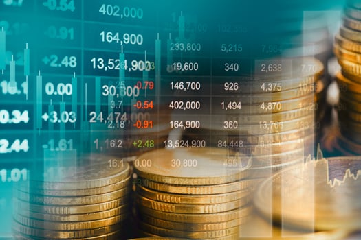 Stock market finance business, economy trend graph digital technology. photo