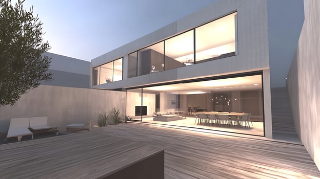 Luxurious duplex home architecture captured in high-resolution detailed imagery photo