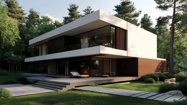 High-definition capture of a beautifully designed luxurious modern duplex house photo