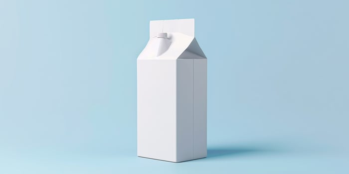 Carton of yogurt drink with a spout and twist-off cap, positioned on a plain surface, culinary photography photo