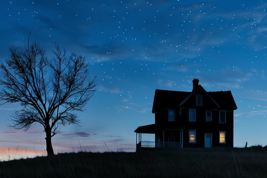 A house with a porch and a tree in front of it photo