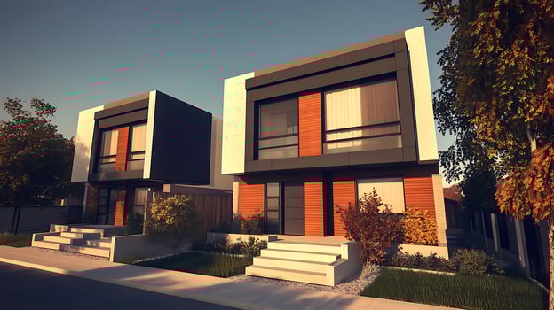 Beautifully Captured High-Resolution Image of a Sleek Modern Duplex Home photo