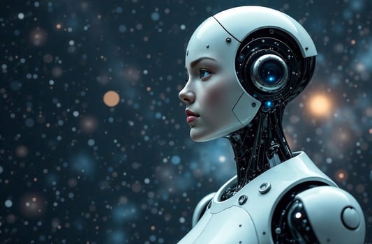Robot Cyborg Humanoid smart Woman Artificial Intelligence Portrait photo