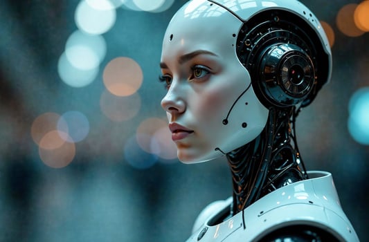 Robot Cyborg smart Humanoid Woman Artificial Intelligence Portrait photo